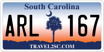 SC license plate ARL167