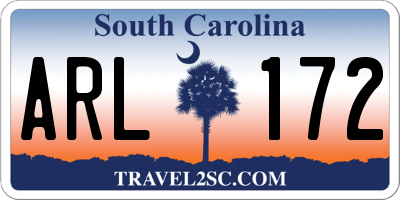 SC license plate ARL172