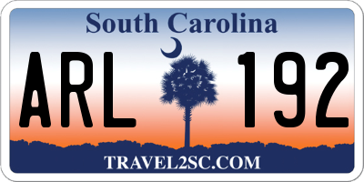 SC license plate ARL192