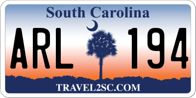SC license plate ARL194