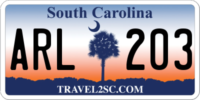 SC license plate ARL203