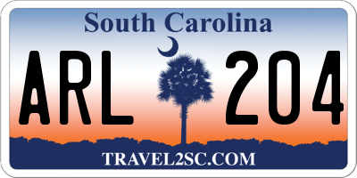 SC license plate ARL204