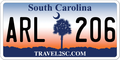 SC license plate ARL206