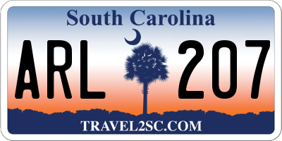 SC license plate ARL207