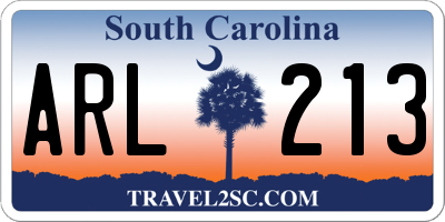 SC license plate ARL213