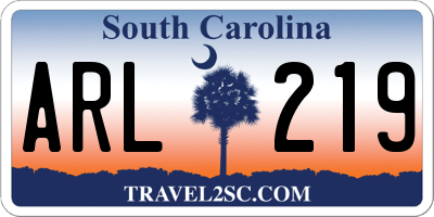 SC license plate ARL219