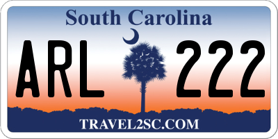 SC license plate ARL222
