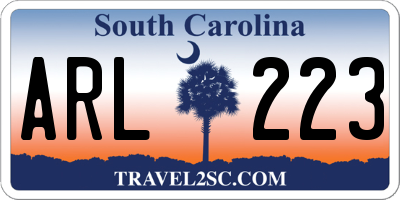 SC license plate ARL223
