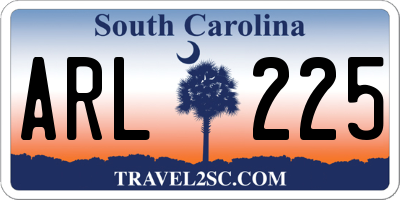 SC license plate ARL225