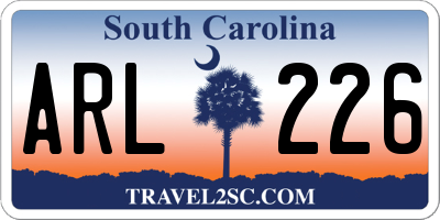 SC license plate ARL226
