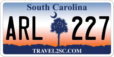SC license plate ARL227