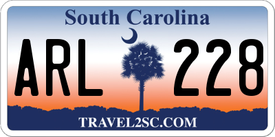 SC license plate ARL228