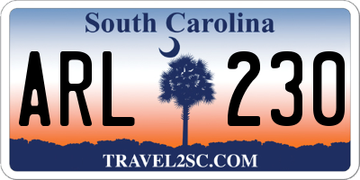 SC license plate ARL230