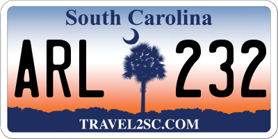 SC license plate ARL232