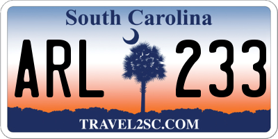 SC license plate ARL233
