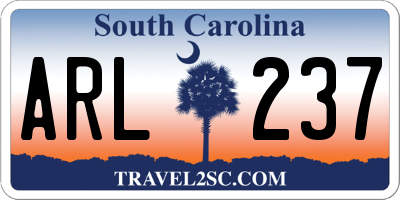 SC license plate ARL237