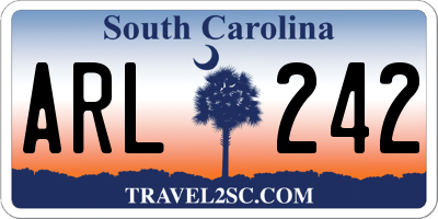 SC license plate ARL242