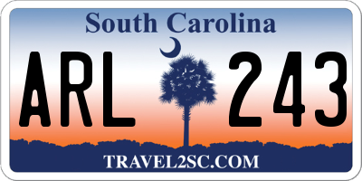 SC license plate ARL243
