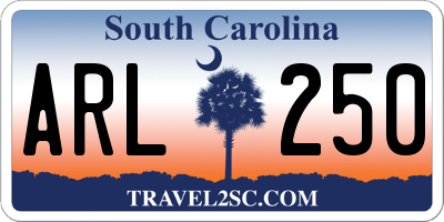 SC license plate ARL250