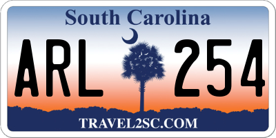 SC license plate ARL254