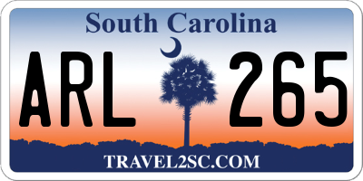 SC license plate ARL265