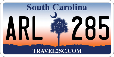 SC license plate ARL285