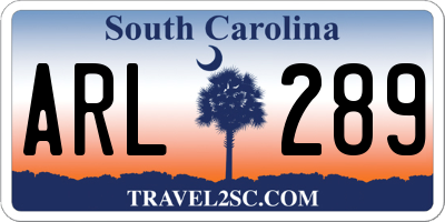 SC license plate ARL289