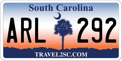 SC license plate ARL292
