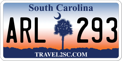 SC license plate ARL293