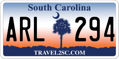 SC license plate ARL294