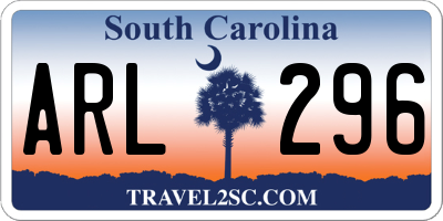 SC license plate ARL296