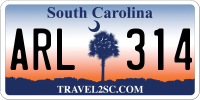 SC license plate ARL314