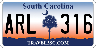 SC license plate ARL316