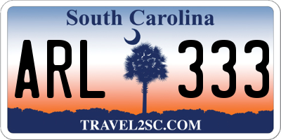 SC license plate ARL333