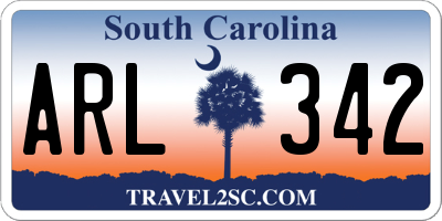 SC license plate ARL342