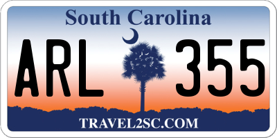 SC license plate ARL355