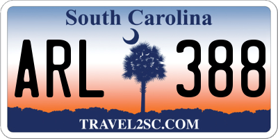 SC license plate ARL388