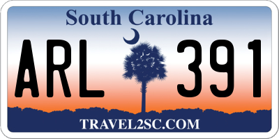 SC license plate ARL391