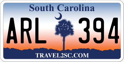 SC license plate ARL394
