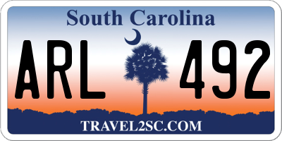 SC license plate ARL492