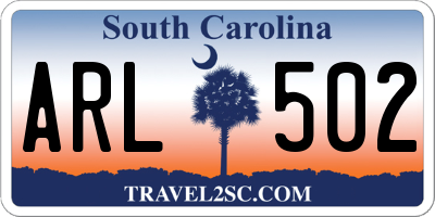 SC license plate ARL502