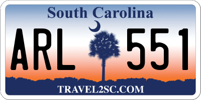 SC license plate ARL551