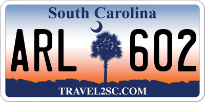 SC license plate ARL602