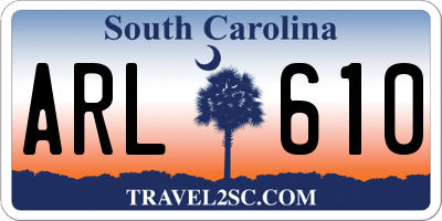 SC license plate ARL610