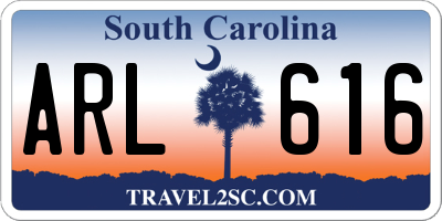 SC license plate ARL616