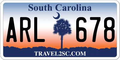 SC license plate ARL678