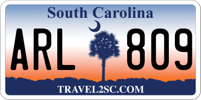 SC license plate ARL809