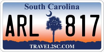 SC license plate ARL817