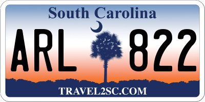 SC license plate ARL822
