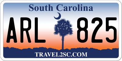 SC license plate ARL825